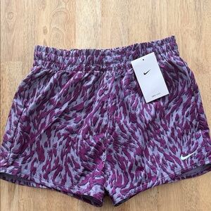 Nike Kids Athletic Shorts in Purple and Gray Pattern